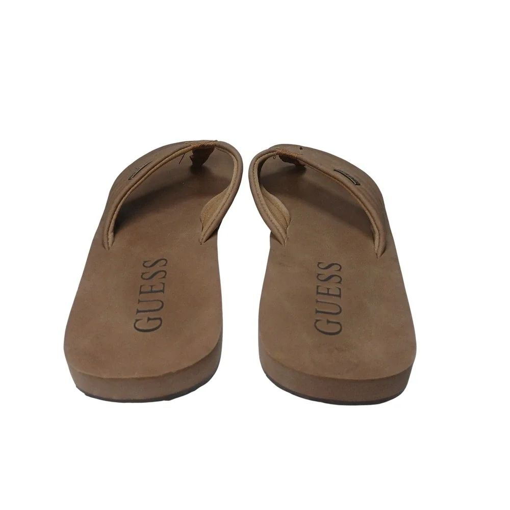 Guess Flip Flop Sandals Mens 11.5-12 Brown Padded Logo Thong Shoes